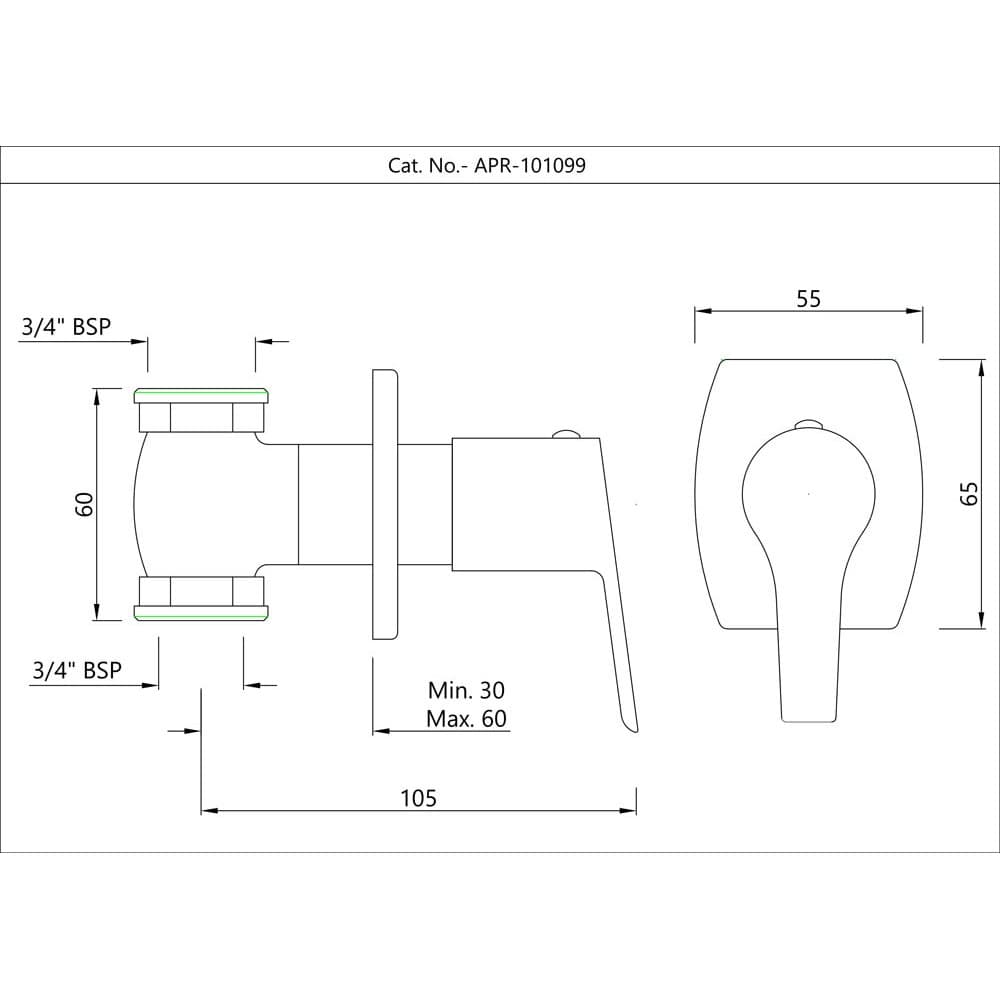 Picture of Essco Aspire In-wall Stop Valve 20mm APR-CHR-101099L